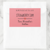 Sticker Rectangulaire confiture de fraise rose maison faite avec amour (Sac)
