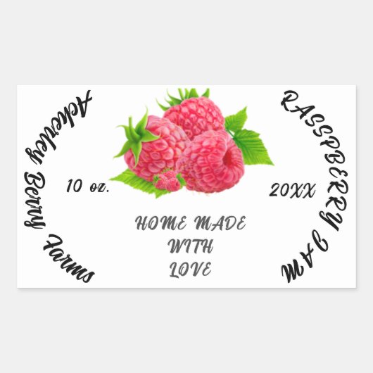 Sticker Rectangulaire Confiture de framboise personnalisée Classique  Cl (Devant)