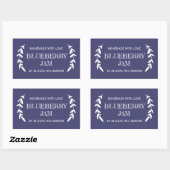 Sticker Rectangulaire Confiture de Myrtille Maison Rustique Pot Bleu Mar (Feuille)