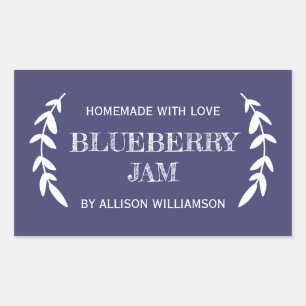 Sticker Rectangulaire Confiture de Myrtille Maison Rustique Pot Bleu Mar