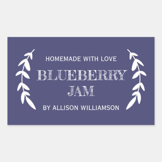 Sticker Rectangulaire Confiture de Myrtille Maison Rustique Pot Bleu Mar (Devant)