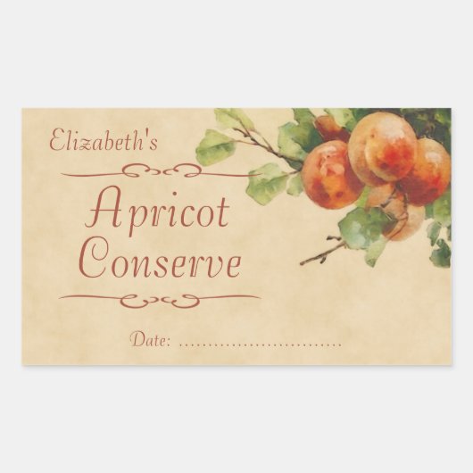 Sticker Rectangulaire Confiture ou conserve d'abricot (Devant)