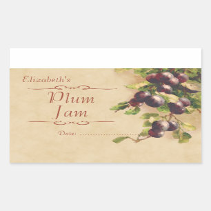 Sticker Rectangulaire Confiture ou mise en boîte de prune