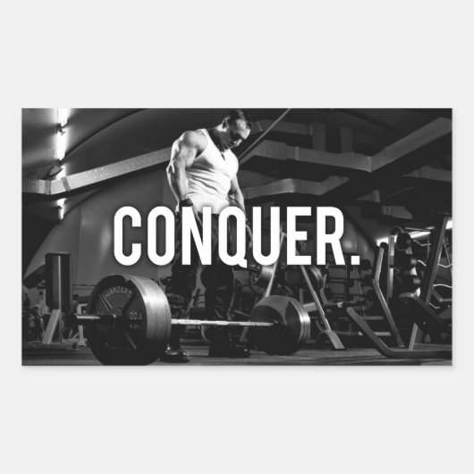 Sticker Rectangulaire CONQUER - "Construction du corps" Exercice Motivat (Devant)