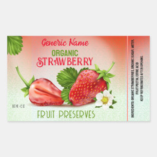 Sticker Rectangulaire Conserve de fruits de fraise
