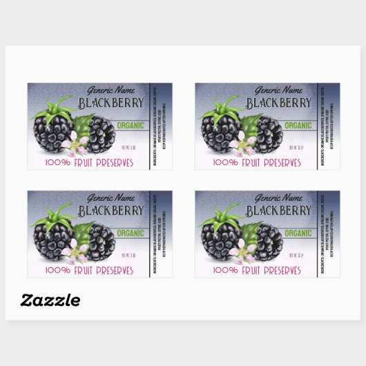 Sticker Rectangulaire Conserve de mûre (Feuille)