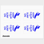 Sticker Rectangulaire Conserver le calme et le Surf (Feuille)