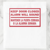 Sticker Rectangulaire Conserver Porte Fermée en anglais espagnol (Sac)