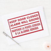 Sticker Rectangulaire Conserver Porte Fermée en anglais espagnol (Enveloppe)