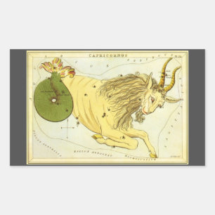 Sticker Rectangulaire Constellation Vintage Capricorne, Miroir d'Urania