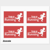 Sticker Rectangulaire Continuez à Courir en Grunge Blanc (Feuille)