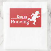 Sticker Rectangulaire Continuez à Courir en Grunge Blanc (Sac)