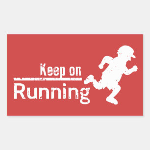 Sticker Rectangulaire Continuez à Courir en Grunge Blanc
