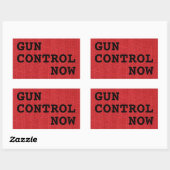 Sticker Rectangulaire Contrôle des armes à feu maintenant sur Red Linen  (Feuille)