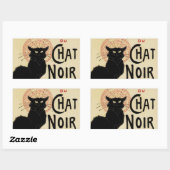 Sticker Rectangulaire Conversation Noir~Chat noir (Feuille)