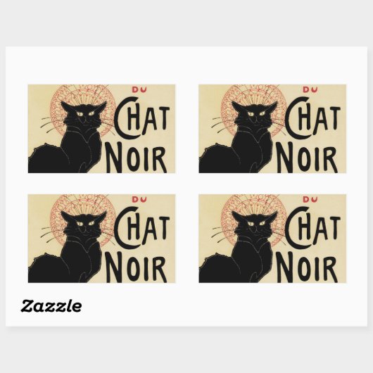 Sticker Rectangulaire Conversation Noir~Chat noir (Feuille)