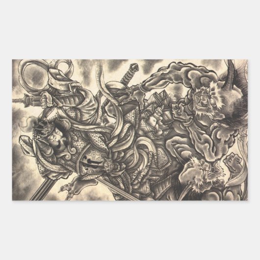 Sticker Rectangulaire Cool classic vintage japanese demon tattoo (Devant)