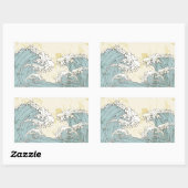 Sticker Rectangulaire Cool grand bleu océan ondes image (Feuille)