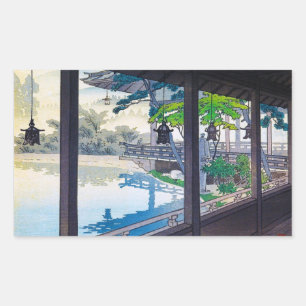 Sticker Rectangulaire Cool jardin japonais paysage de montagne