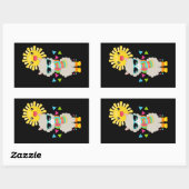 Sticker Rectangulaire Cool Llama et souriant Kawaii Sun (Feuille)