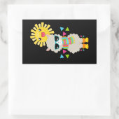 Sticker Rectangulaire Cool Llama et souriant Kawaii Sun (Sac)