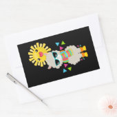Sticker Rectangulaire Cool Llama et souriant Kawaii Sun (Enveloppe)
