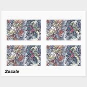 Sticker Rectangulaire Cool oriental dragon god tatouage (Feuille)