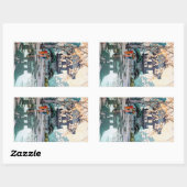 Sticker Rectangulaire Cool oriental Hiroshi Yoshida japonais Shrine art (Feuille)