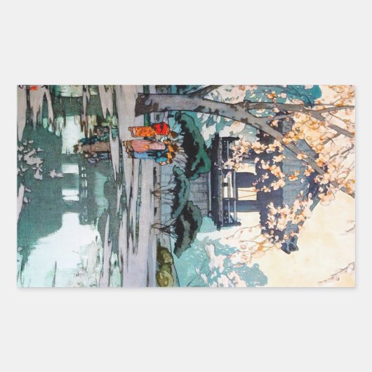Sticker Rectangulaire Cool oriental Hiroshi Yoshida japonais Shrine art (Devant)