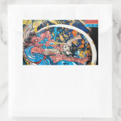 Sticker Rectangulaire Cool oriental japonais ancien Samurai démon combat (Sac)