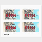 Sticker Rectangulaire Cool oriental japonais classique ancien temple art (Feuille)