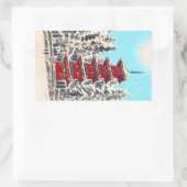 Sticker Rectangulaire Cool oriental japonais classique ancien temple art (Sac)