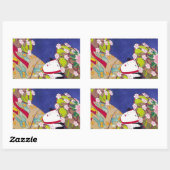 Sticker Rectangulaire Cool oriental japonais classique geisha lady art (Feuille)