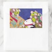 Sticker Rectangulaire Cool oriental japonais classique geisha lady art (Sac)