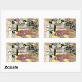 Sticker Rectangulaire Cool oriental japonais classique geisha lady art (Feuille)