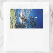 Sticker Rectangulaire Cool oriental japonais lune lumière nuit paysage (Sac)