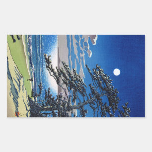 Sticker Rectangulaire Cool oriental japonais lune lumière nuit paysage