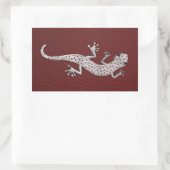 Sticker Rectangulaire Cool rouge blanc points lézard effets métal argent (Sac)