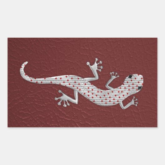 Sticker Rectangulaire Cool rouge blanc points lézard effets métal argent (Devant)