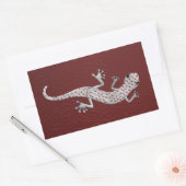 Sticker Rectangulaire Cool rouge blanc points lézard effets métal argent (Enveloppe)
