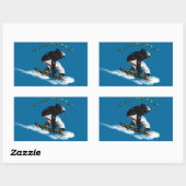 Sticker Rectangulaire Cool Snow Boarder Hiver Sports Thème (Feuille)