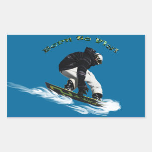 Sticker Rectangulaire Cool Snow Boarder Hiver Sports Thème
