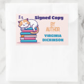 Sticker Rectangulaire Copie signée Auteur Livre Signer Cute Cat (Sac)