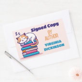 Sticker Rectangulaire Copie signée Auteur Livre Signer Cute Cat (Enveloppe)