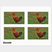 Sticker Rectangulaire Coq dans le triage (Feuille)