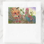 Sticker Rectangulaire Coq Et Renard (Sac)