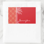 Sticker Rectangulaire Corail tropical et spirale rouge (Sac)