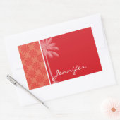 Sticker Rectangulaire Corail tropical et spirale rouge (Enveloppe)