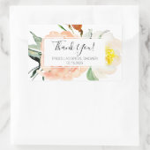 Sticker Rectangulaire Coral Aquarelle Fleurs Fête des mariées Merci (Sac)