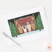 Sticker Rectangulaire Corbeau troupeau de chevaux Noël Vacances Cheval (Enveloppe)